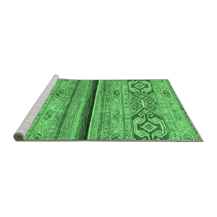 Sideview of Machine Washable Abstract Emerald Green Modern Area Rugs, wshabs2478emgrn