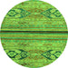 Round Abstract Green Modern Rug, abs2478grn