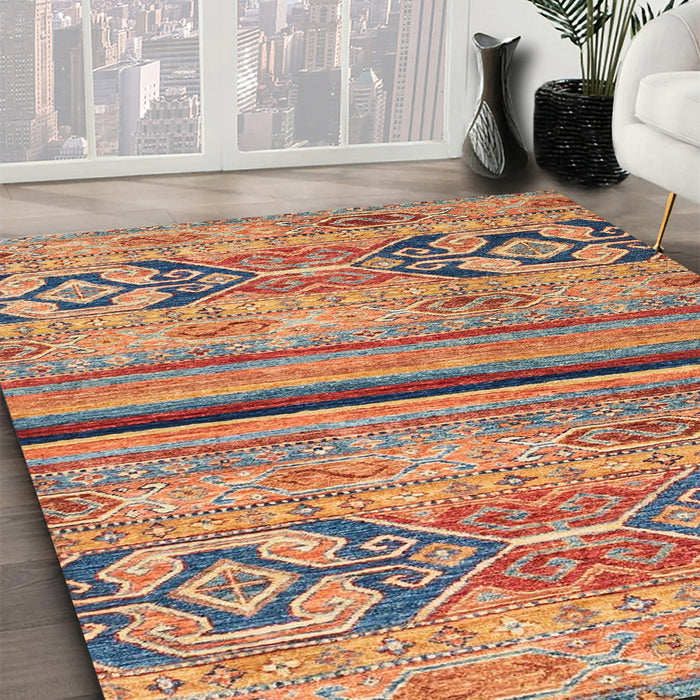 Machine Washable Abstract Chestnut Red Rug in a Family Room, wshabs2478