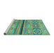 Sideview of Machine Washable Abstract Turquoise Modern Area Rugs, wshabs2478turq