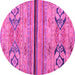 Round Abstract Pink Modern Rug, abs2478pnk