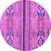 Round Machine Washable Abstract Purple Modern Area Rugs, wshabs2478pur