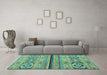 Machine Washable Abstract Turquoise Modern Area Rugs in a Living Room,, wshabs2478turq