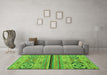 Machine Washable Abstract Green Modern Area Rugs in a Living Room,, wshabs2478grn