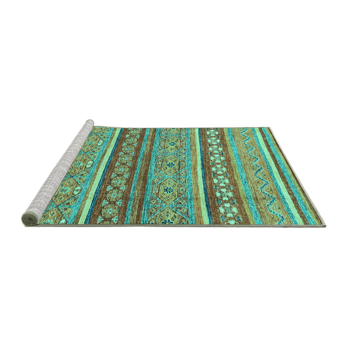 Sideview of Machine Washable Abstract Turquoise Modern Area Rugs, wshabs2479turq