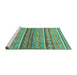 Sideview of Machine Washable Abstract Turquoise Modern Area Rugs, wshabs2479turq