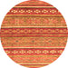 Round Abstract Orange Modern Rug, abs2479org