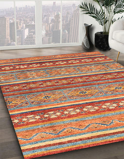 Abstract Camel Brown Modern Rug in Family Room, abs2479