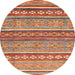 Round Machine Washable Abstract Camel Brown Rug, wshabs2479