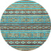 Round Abstract Light Blue Modern Rug, abs2479lblu