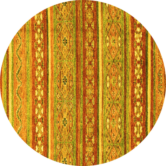 Round Machine Washable Abstract Yellow Modern Rug, wshabs2479yw