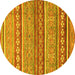 Round Machine Washable Abstract Yellow Modern Rug, wshabs2479yw