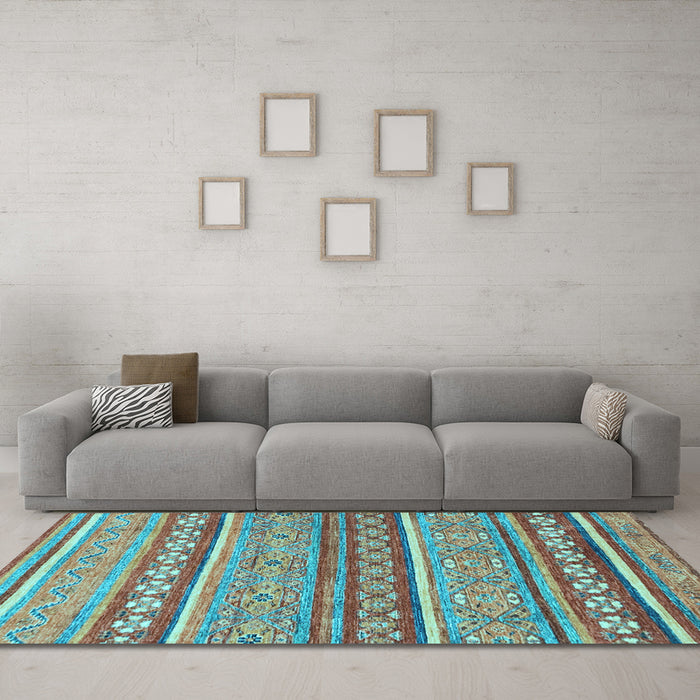 Machine Washable Abstract Light Blue Modern Rug in a Living Room, wshabs2479lblu