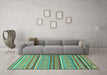 Machine Washable Abstract Turquoise Modern Area Rugs in a Living Room,, wshabs2479turq