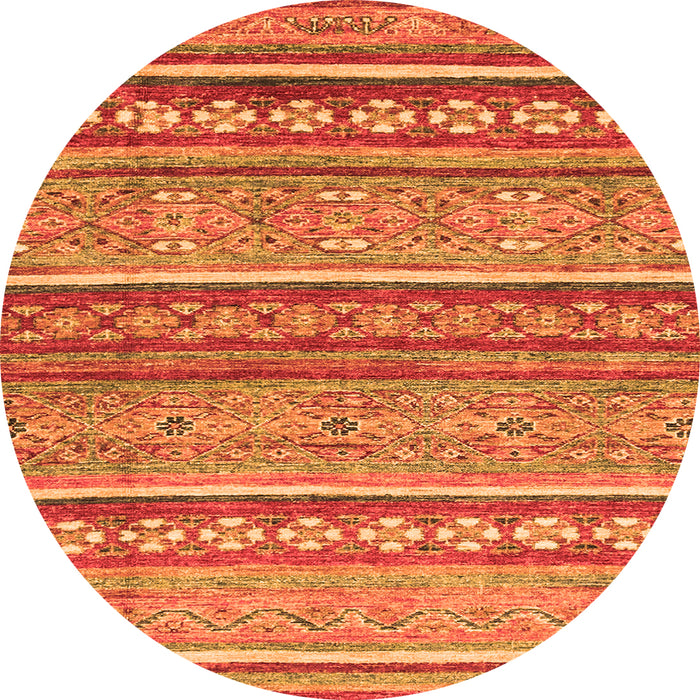Round Machine Washable Abstract Orange Modern Area Rugs, wshabs2479org