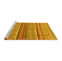 Sideview of Machine Washable Abstract Yellow Modern Rug, wshabs2479yw