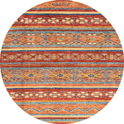 Round Abstract Camel Brown Modern Rug, abs2479