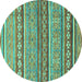 Round Abstract Turquoise Modern Rug, abs2479turq