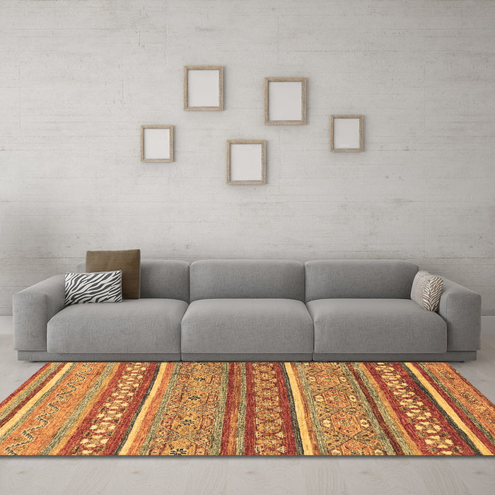 Machine Washable Abstract Brown Modern Rug in a Living Room,, wshabs2479brn