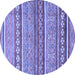 Round Abstract Blue Modern Rug, abs2479blu