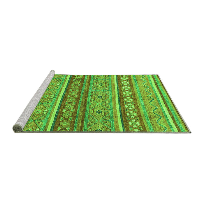 Sideview of Machine Washable Abstract Green Modern Area Rugs, wshabs2479grn