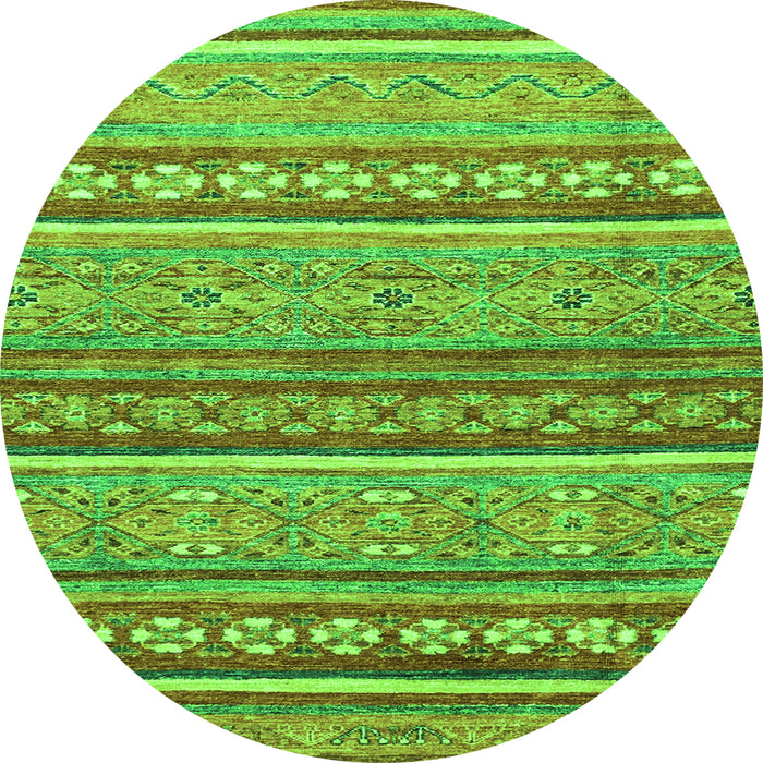 Round Machine Washable Abstract Green Modern Area Rugs, wshabs2479grn