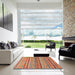 Square Abstract Camel Brown Modern Rug in a Living Room, abs2479