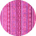 Round Machine Washable Abstract Pink Modern Rug, wshabs2479pnk