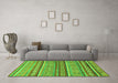 Machine Washable Abstract Green Modern Area Rugs in a Living Room,, wshabs2479grn