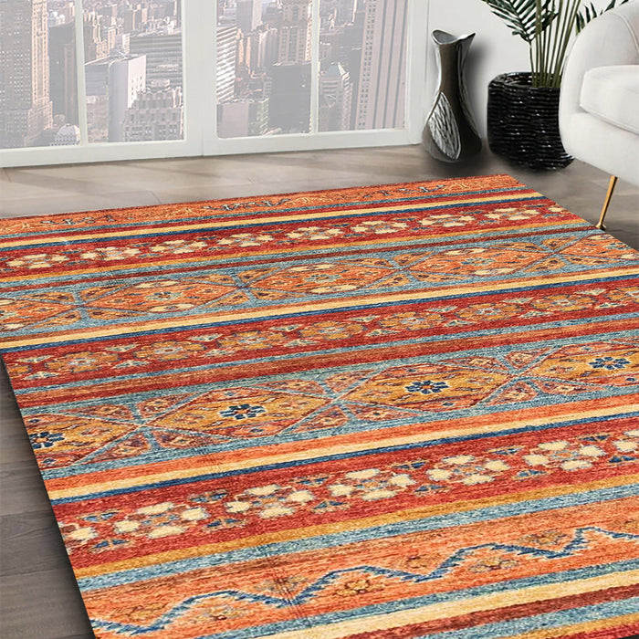 Machine Washable Abstract Camel Brown Rug in a Family Room, wshabs2479