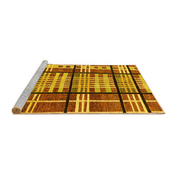 Sideview of Machine Washable Abstract Yellow Modern Rug, wshabs247yw