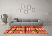 Machine Washable Abstract Orange Modern Area Rugs in a Living Room, wshabs247org