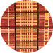 Round Abstract Orange Modern Rug, abs247org