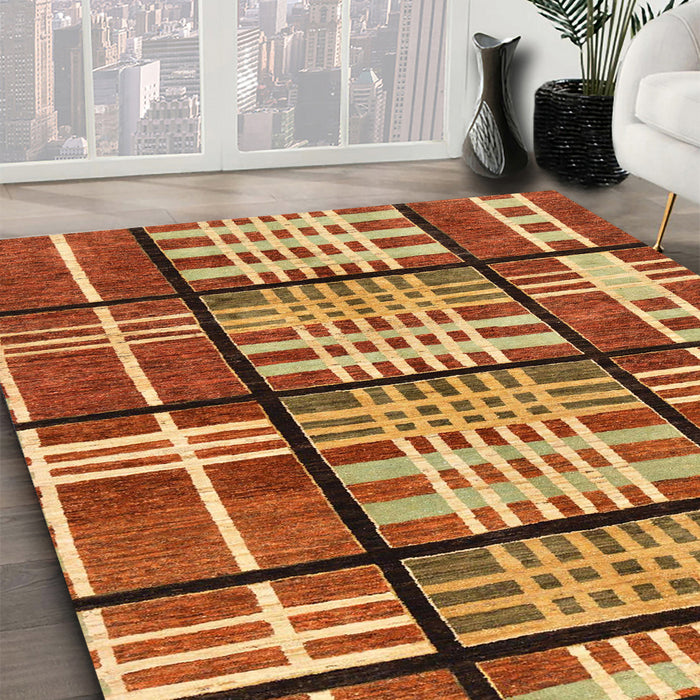 Abstract Yellow Modern Rug in Family Room, abs247