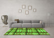 Machine Washable Abstract Green Modern Area Rugs in a Living Room,, wshabs247grn