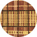 Round Machine Washable Abstract Brown Modern Rug, wshabs247brn