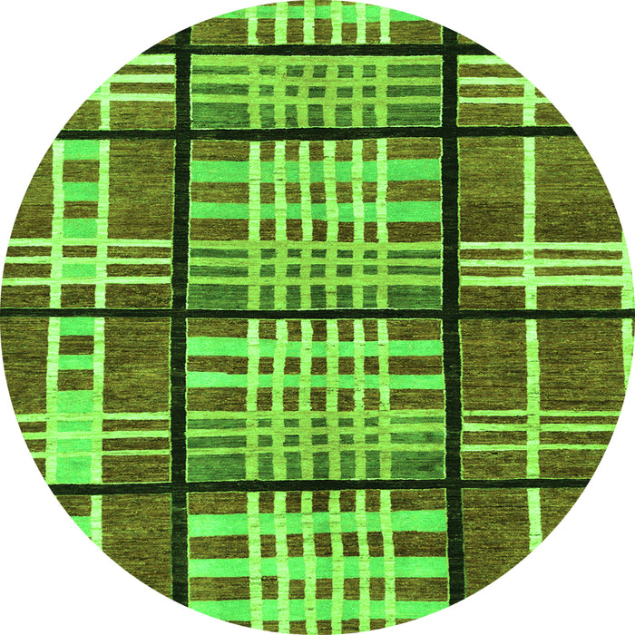 Round Machine Washable Abstract Green Modern Area Rugs, wshabs247grn