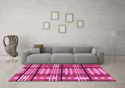 Machine Washable Abstract Pink Modern Rug in a Living Room, wshabs247pnk