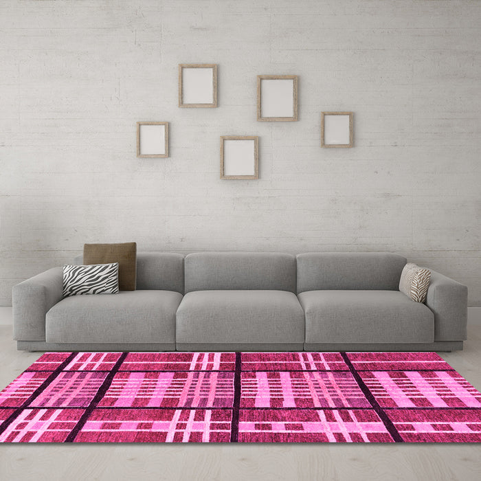 Machine Washable Abstract Pink Modern Rug in a Living Room, wshabs247pnk
