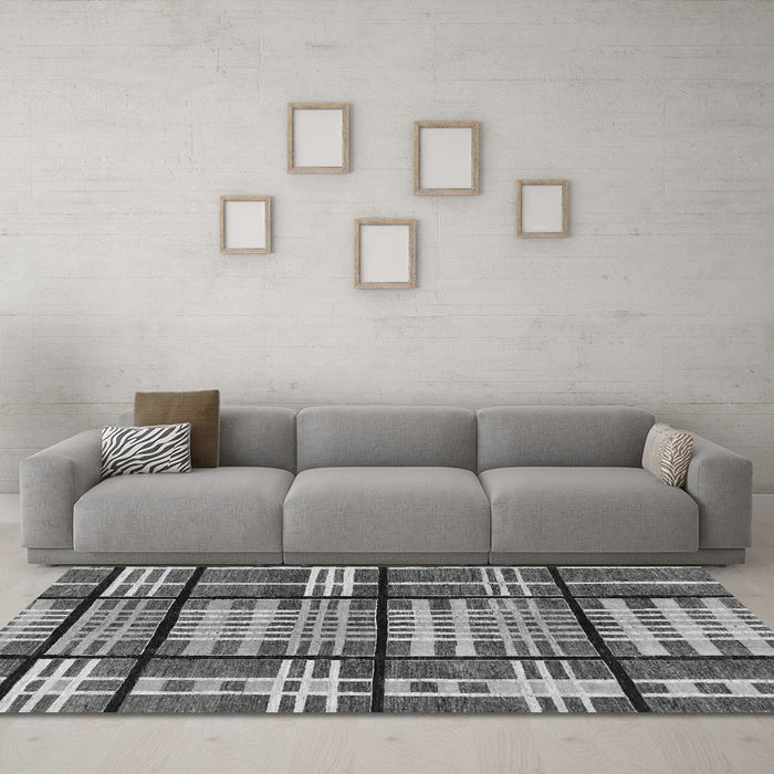 Machine Washable Abstract Gray Modern Rug in a Living Room,, wshabs247gry