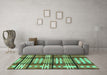 Machine Washable Abstract Turquoise Modern Area Rugs in a Living Room,, wshabs247turq