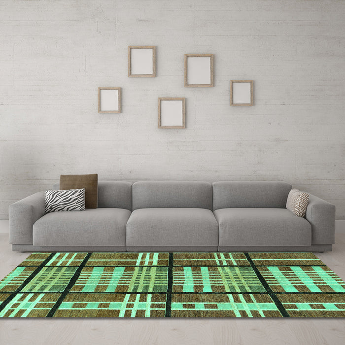 Machine Washable Abstract Turquoise Modern Area Rugs in a Living Room,, wshabs247turq