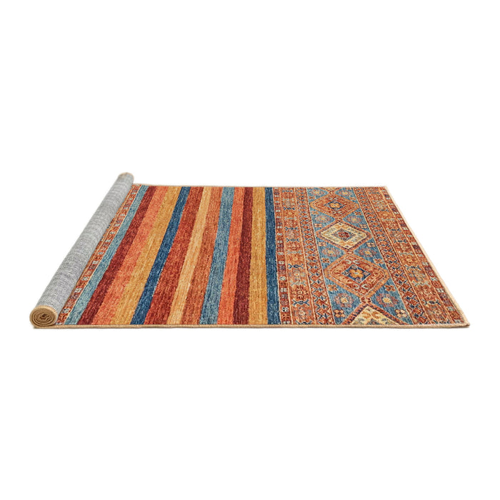 Sideview of Machine Washable Abstract Light Copper Gold Rug, wshabs2480