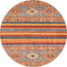 Round Machine Washable Abstract Light Copper Gold Rug, wshabs2480