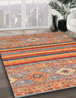 Abstract Light Copper Gold Modern Rug in Family Room, abs2480