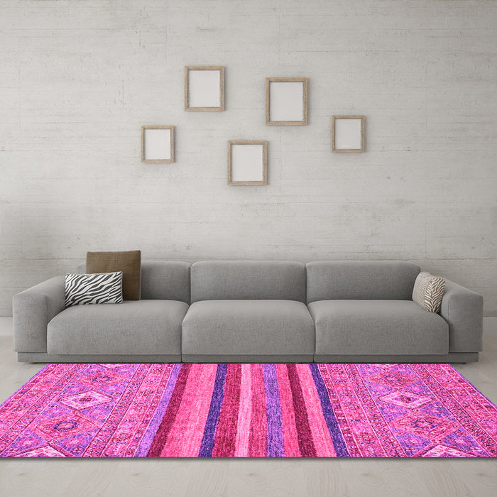 Machine Washable Abstract Pink Modern Rug in a Living Room, wshabs2480pnk