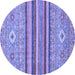 Round Abstract Blue Modern Rug, abs2480blu