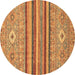 Round Abstract Brown Modern Rug, abs2480brn