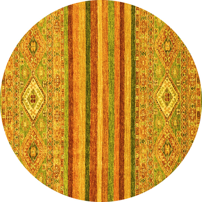 Round Machine Washable Abstract Yellow Modern Rug, wshabs2480yw