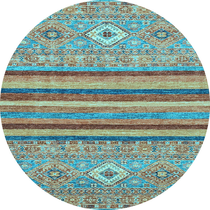 Round Abstract Light Blue Modern Rug, abs2480lblu